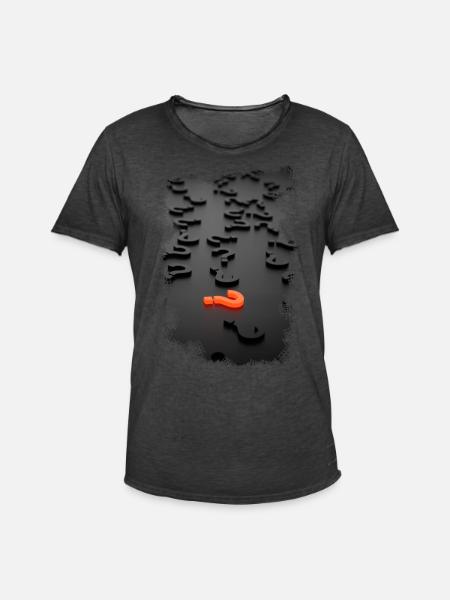 3D Design Fragezeichen Effekt - Männer Vintage T-Shirt - Vintage Schwarz