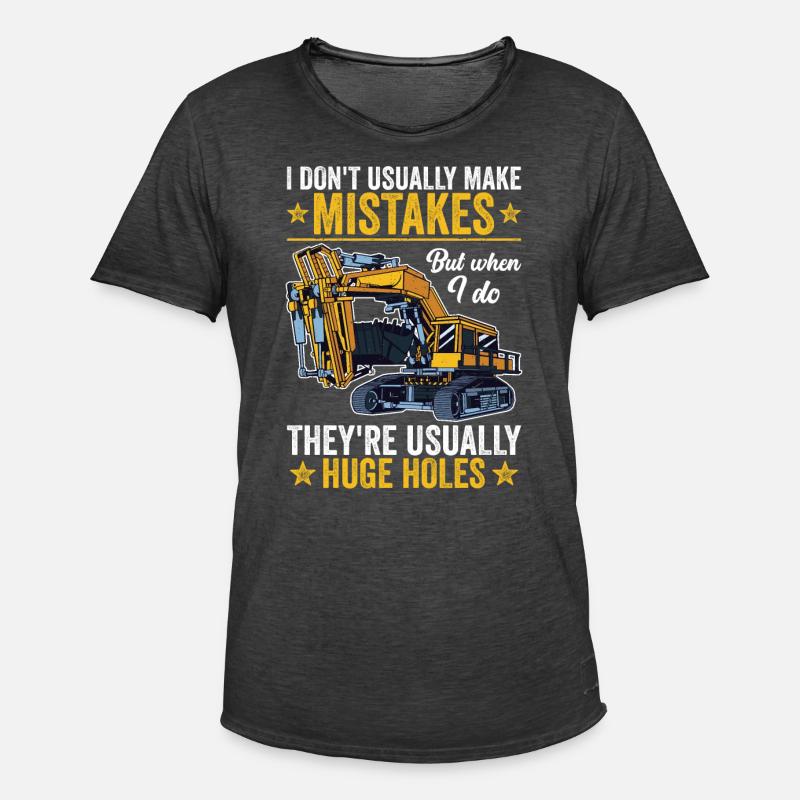 Retro Bagger Spruch Baggerfahrer Baustelle - Männer Vintage T-Shirt - Vintage Schwarz