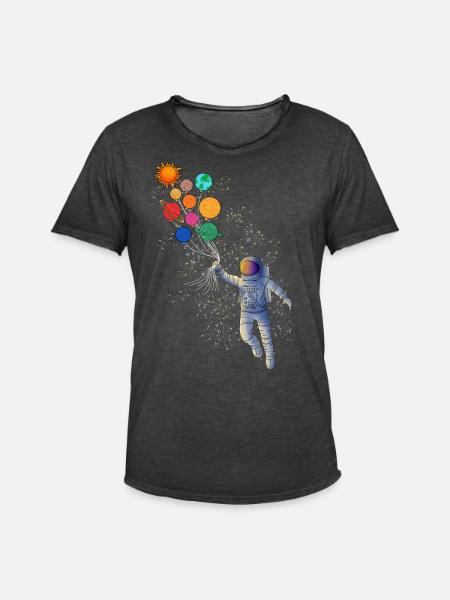 Astronaut And Planetbaloons - Männer Vintage T-Shirt - Vintage Schwarz