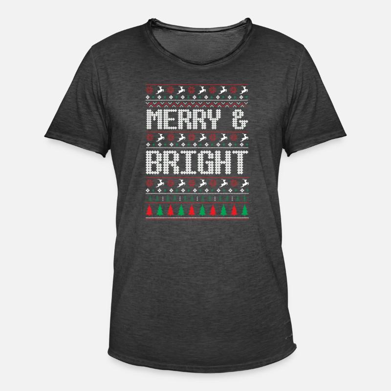 Fröhlicher und brigger hässlicher Weihnachtspullover - Männer Vintage T-Shirt - Vintage Schwarz