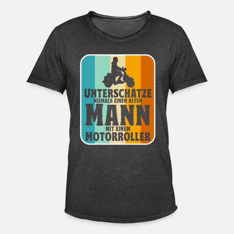 Rollerfahrer Geschenke Motorroller Scooter - Männer Vintage T-Shirt - Vintage Schwarz