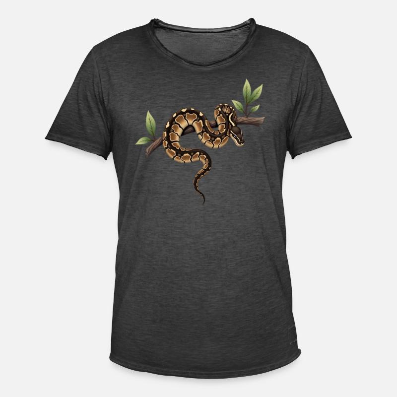Königspython Schlangen Liebhaber Terrarium Python - Männer Vintage T-Shirt - Vintage Schwarz