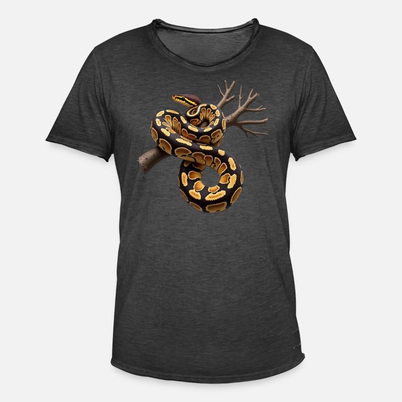 Königspython Schlangen Liebhaber Terrarium Python - Männer Vintage T-Shirt - Vintage Schwarz