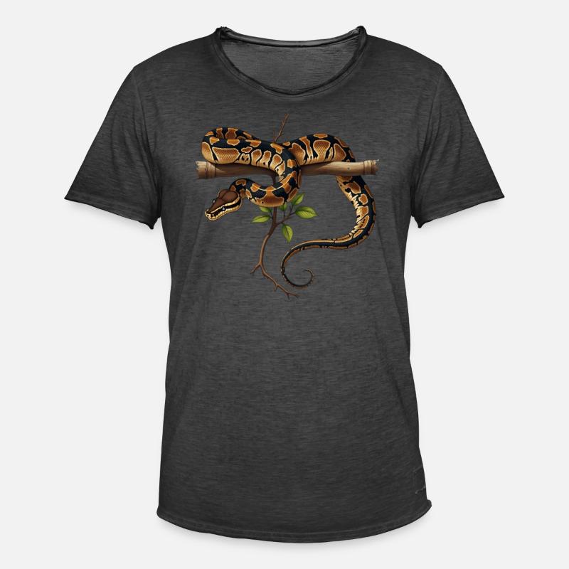 Königspython Schlangen Liebhaber Terrarium Python - Männer Vintage T-Shirt - Vintage Schwarz