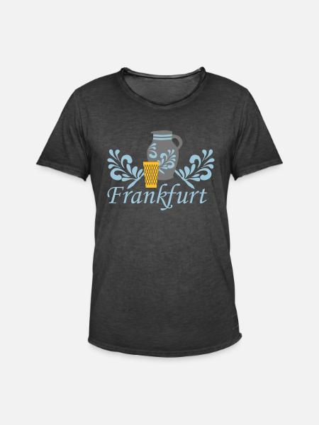 Frankfurt Bembel Geripptes - Männer Vintage T-Shirt - Vintage Schwarz