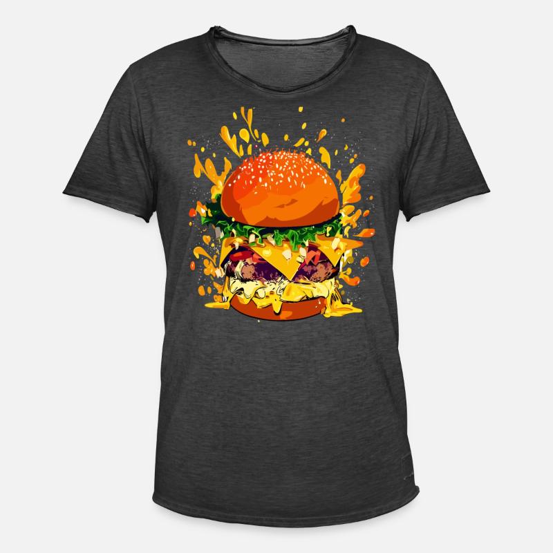 Extravaganter Cheeseburger mit Käse Splatter - Männer Vintage T-Shirt - Vintage Schwarz