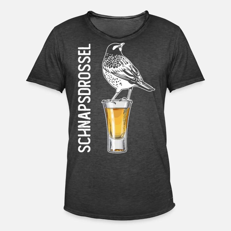 Schnapsdrossel Schnapstrinker Alkohol Schnaps - Männer Vintage T-Shirt - Vintage Schwarz