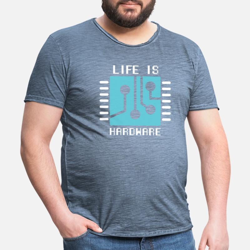 Life Is Hardware Informatiker Hack Coder Männer Vintage T-Shirt