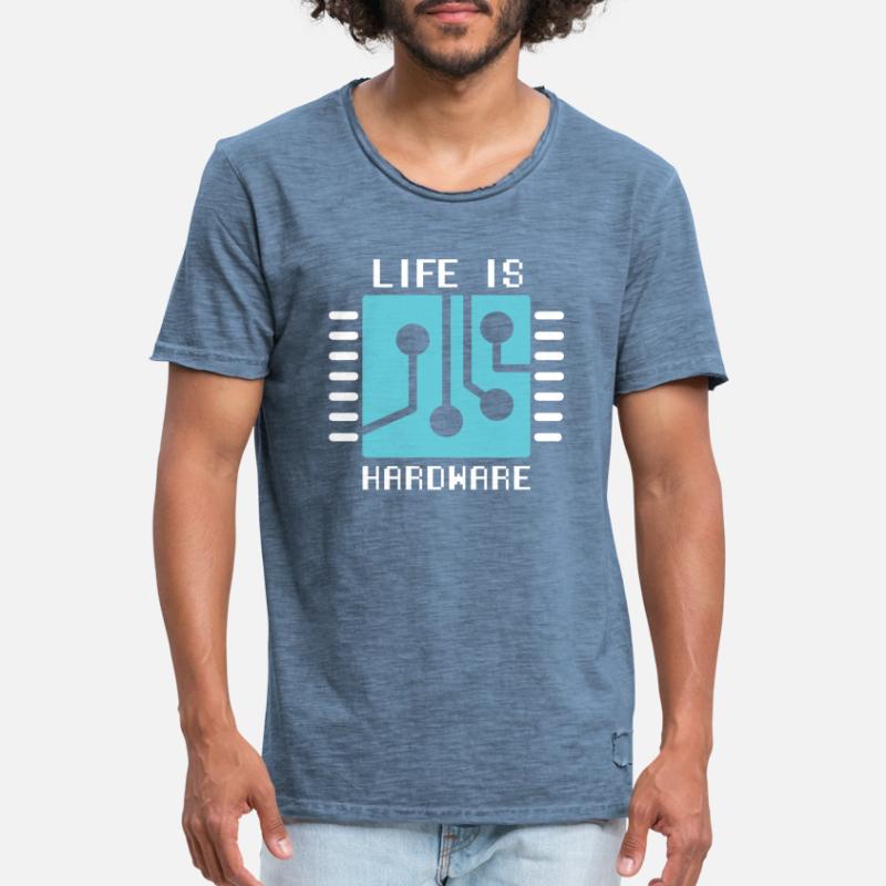 Life Is Hardware Informatiker Hack Coder Männer Vintage T-Shirt