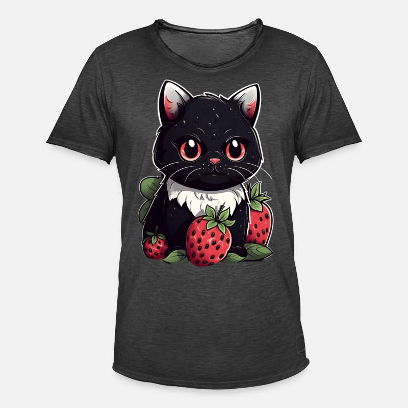 Ragamuffin Erdbeere Katze Geschenk - Männer Vintage T-Shirt - Vintage Schwarz