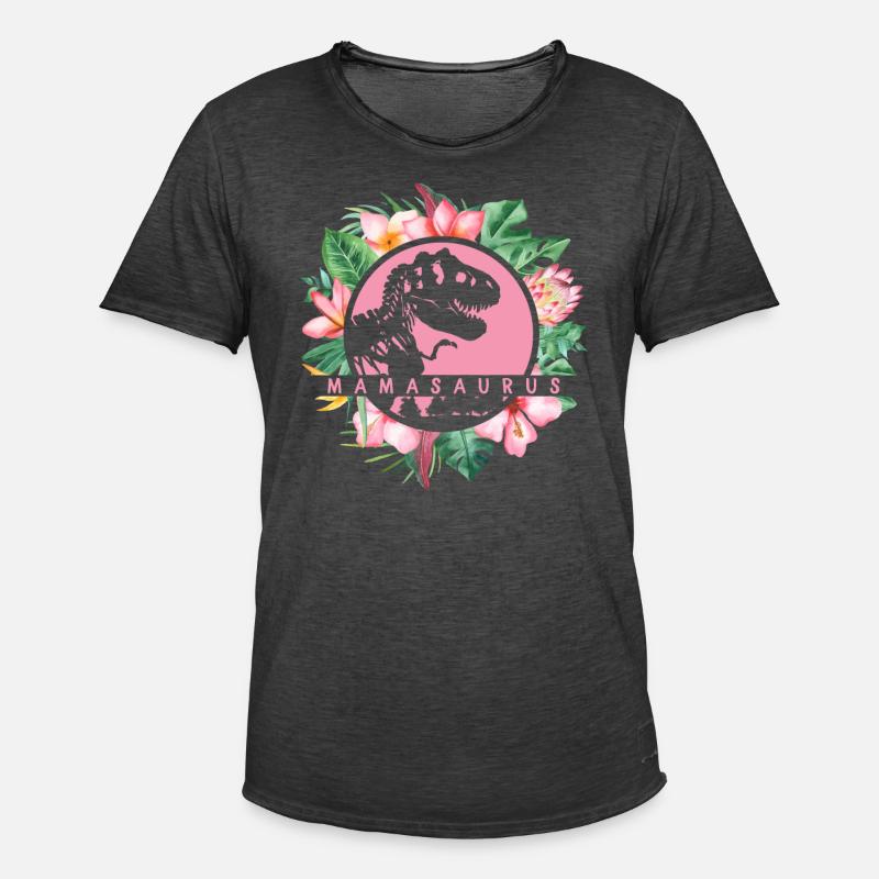 Nette Mamasaurus-Blumendinosaurier-Mutter-Mutter - Männer Vintage T-Shirt - Vintage Schwarz