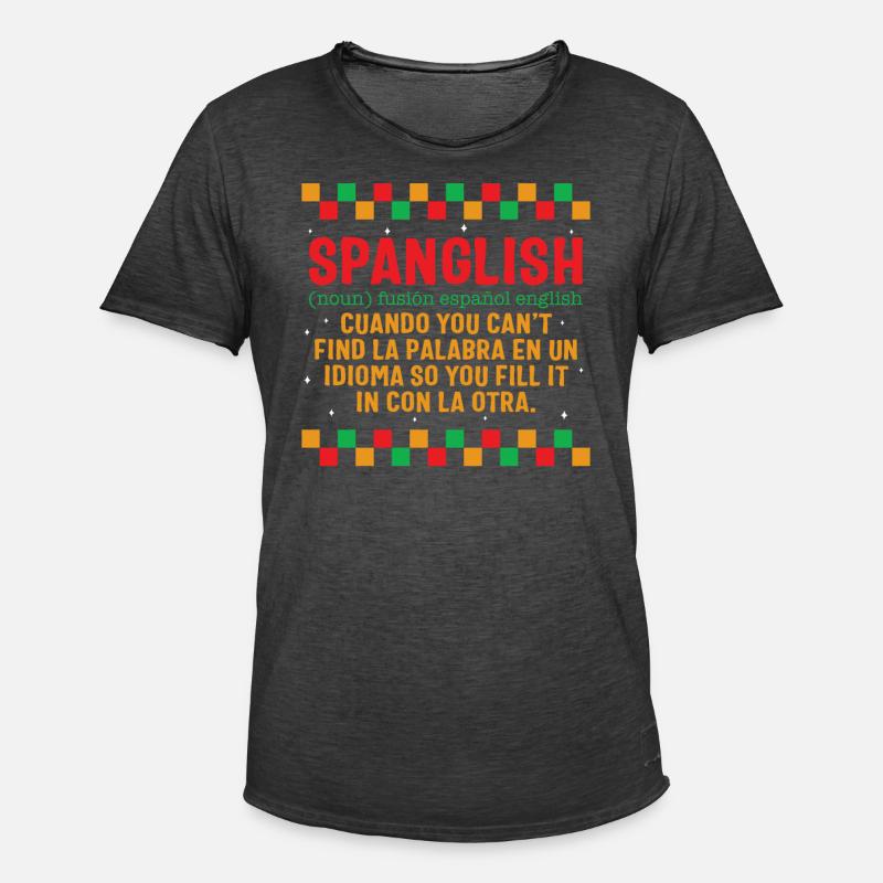 Spanisches Hemd, Spanisch Englisch - Männer Vintage T-Shirt - Vintage Schwarz
