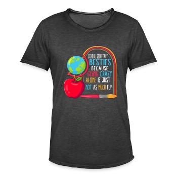 Schulsekretärin Besties Lustiges Hemd, Zurück zu - Männer Vintage T-Shirt - Vintage Schwarz - Vorne