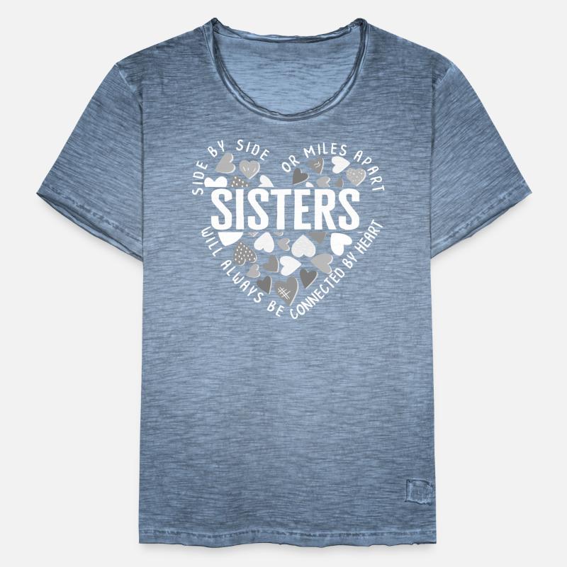 Sister Shirt, Side By Side oder Miles Apart Hearts Männer Vintage T-Shirt