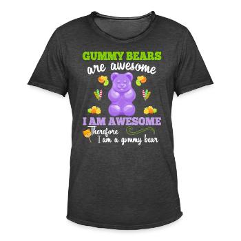 Jelly Gummies T-Shirt Soft Sugar Candy Fruchtig - Männer Vintage T-Shirt - Vintage Schwarz - Vorne