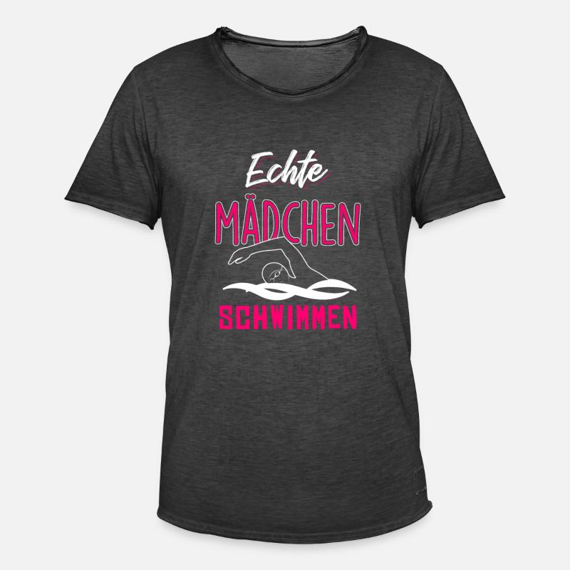 Echte Mädchen schwimmen - Männer Vintage T-Shirt - Vintage Schwarz