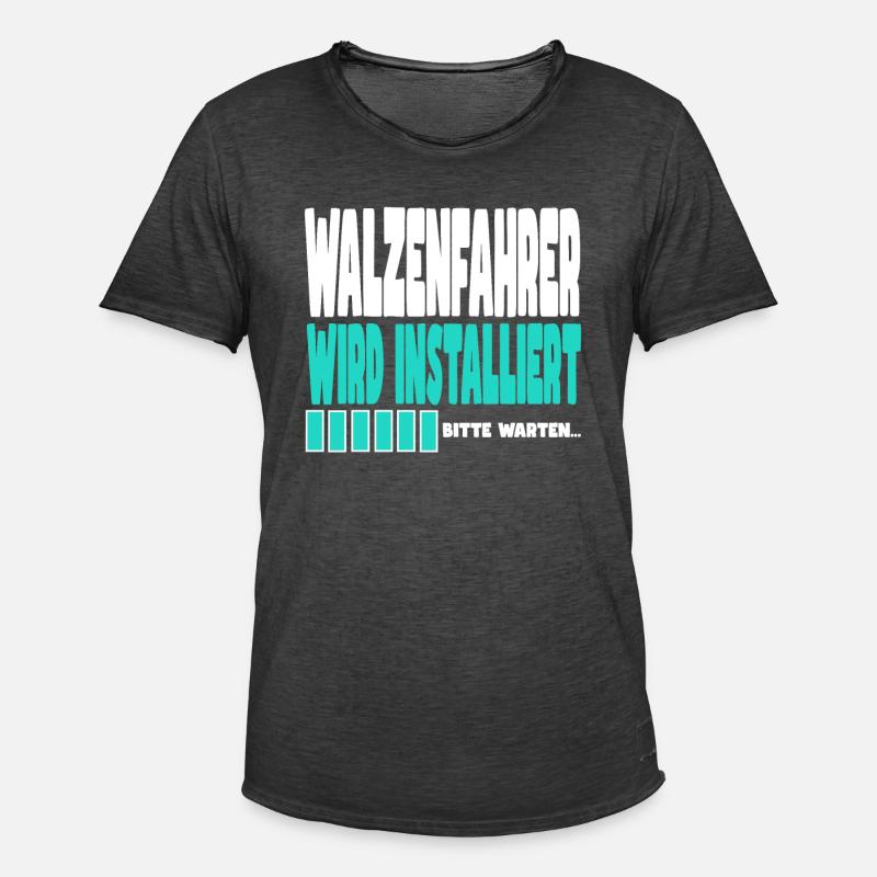 Walzenfahrer wird installiert - Männer Vintage T-Shirt - Vintage Schwarz