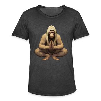 Monkey Yoga / Yogi Monkey - T-shirt vintage Homme - noir vintage - Devant - Jose (178cm)