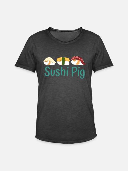 Sushi Guinea Pig - Men's Vintage T-Shirt - washed black