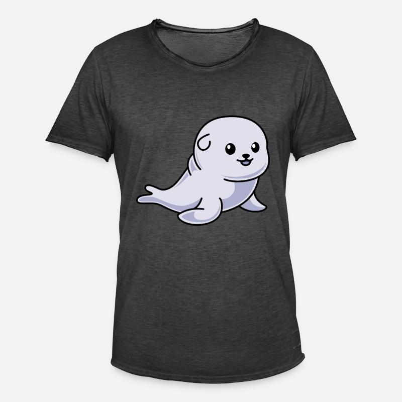 Robbe Tier Comic - Männer Vintage T-Shirt - Vintage Schwarz