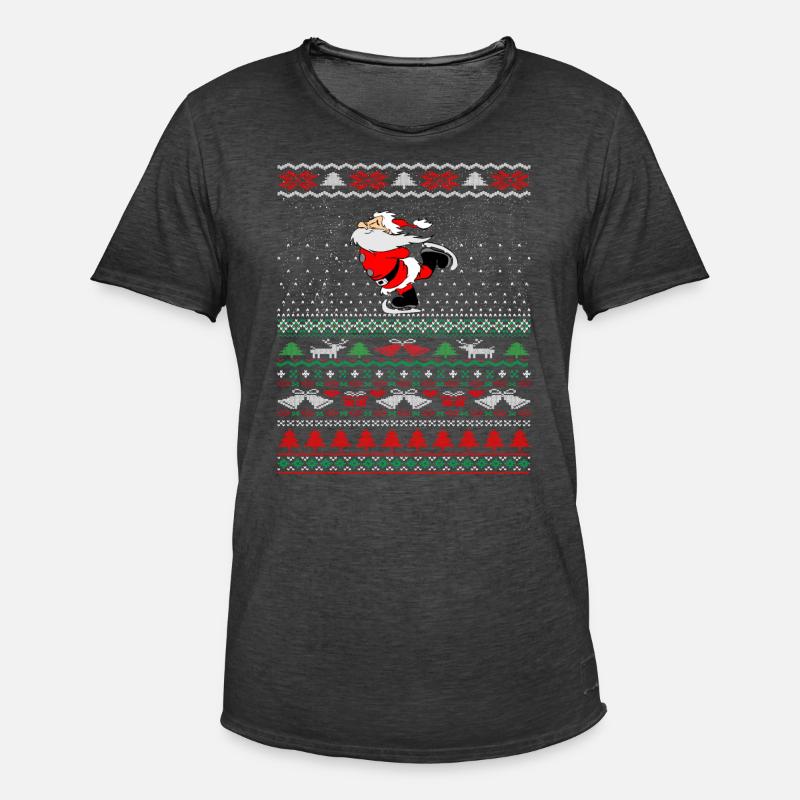 Hässlicher Weihnachtspullover Santa Skating Geschenkidee - Männer Vintage T-Shirt - Vintage Schwarz