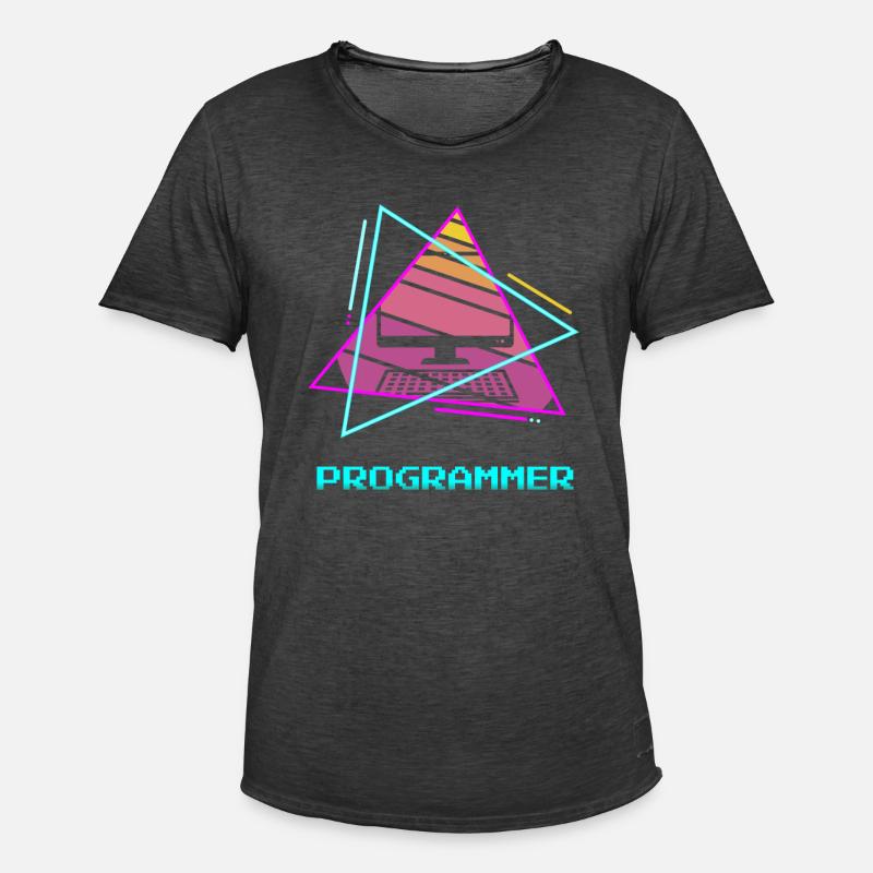 Retro Programmer Computer Programming - Men's Vintage T-Shirt - washed black