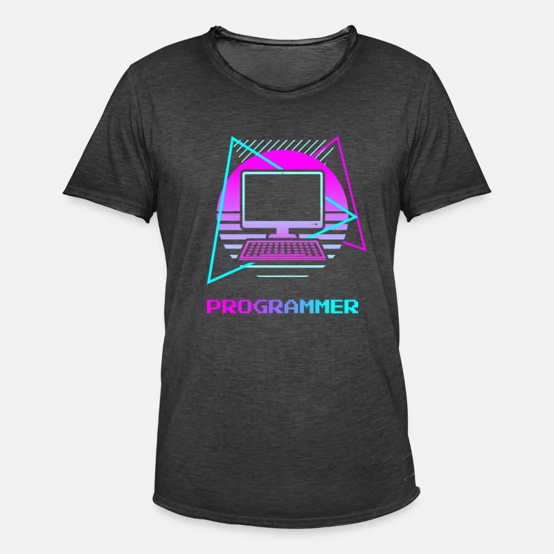 Retro Programmer Computer Programming - Men's Vintage T-Shirt - washed black