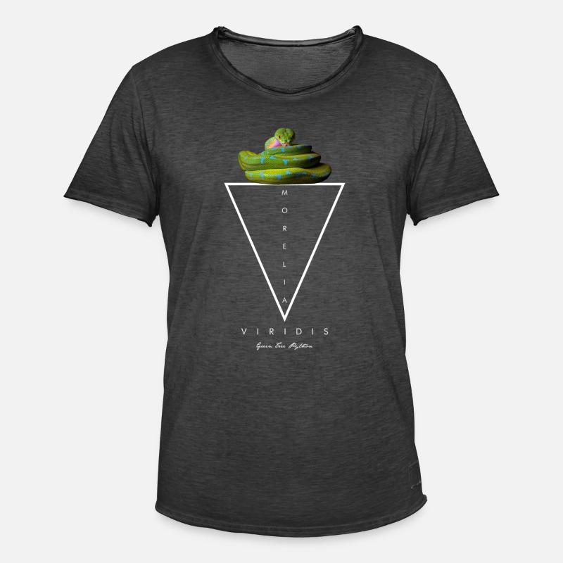 Green Tree Python Modern Geometric - Men's Vintage T-Shirt - washed black
