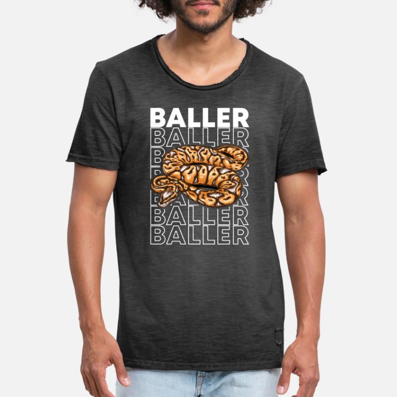 Ball Python 80's Style Baller Royal Python Snake T-shirt vintage Homme