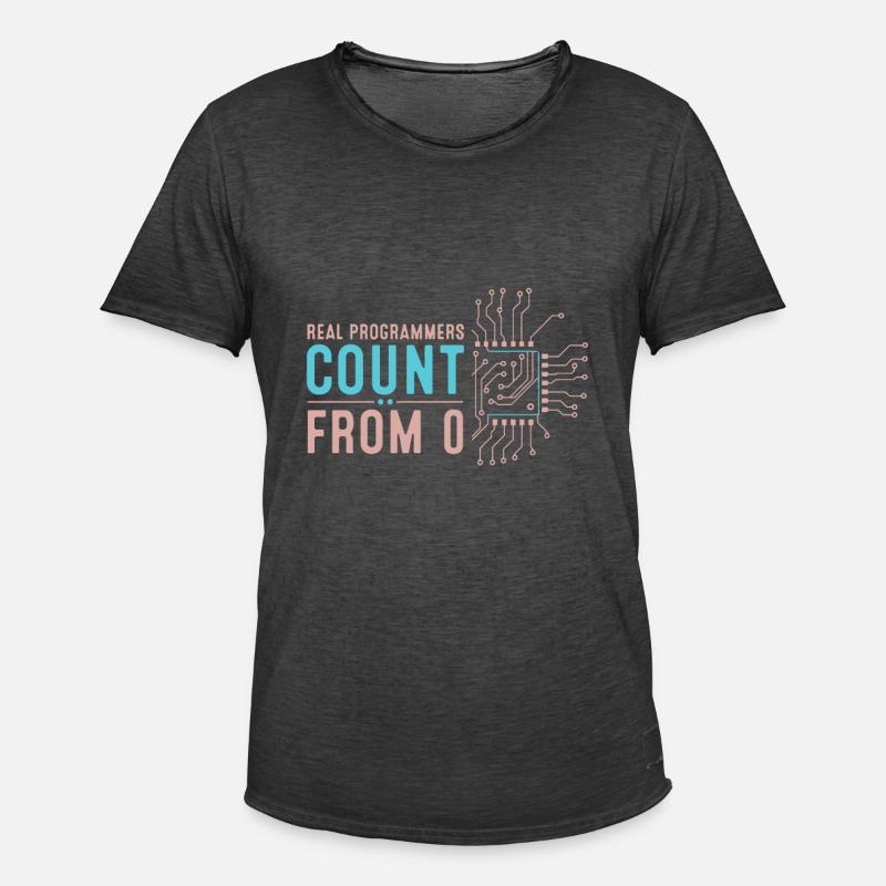 Echte Programmierer zählen bei 0 - Männer Vintage T-Shirt - Vintage Schwarz
