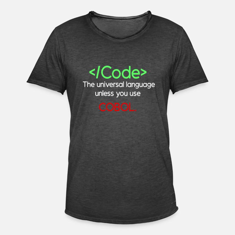 Funny Cobol Code Design - Men's Vintage T-Shirt - washed black