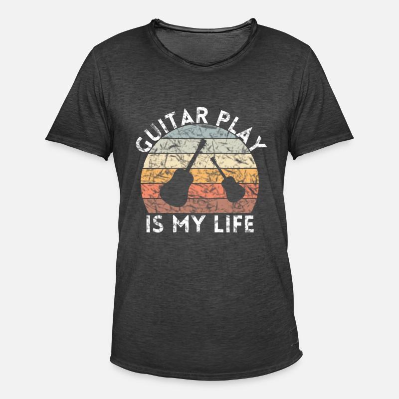 ATT SPELA GITARR ÄR MITT LIV GITARR - Vintage-T-shirt herr - vintagesvart