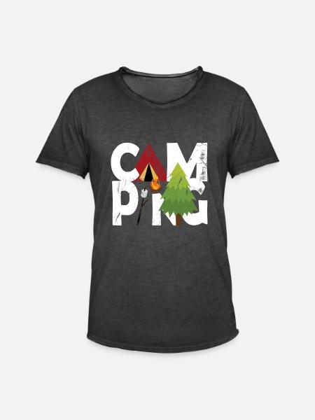 Campingplatz Lagerfeuer - Männer Vintage T-Shirt - Vintage Schwarz