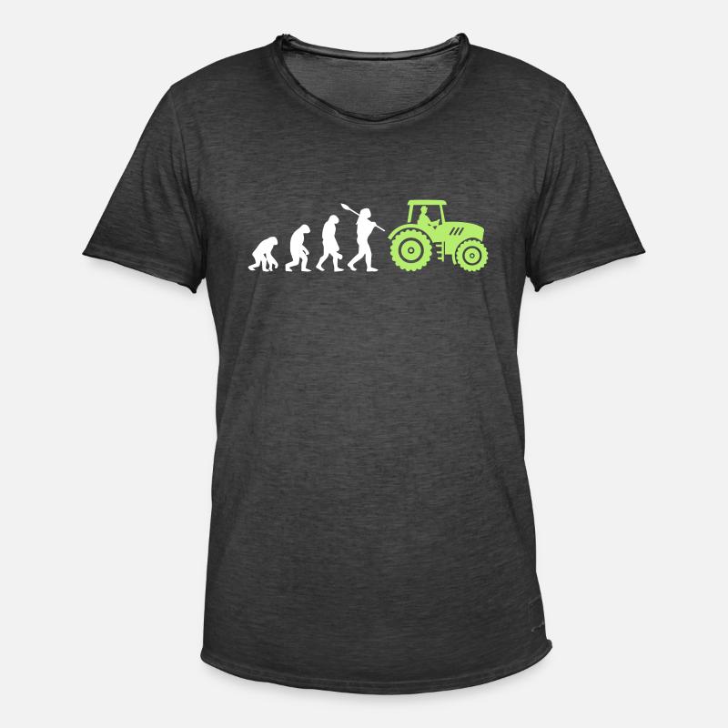 Evolution Farmer and Tractor - Men's Vintage T-Shirt - washed black