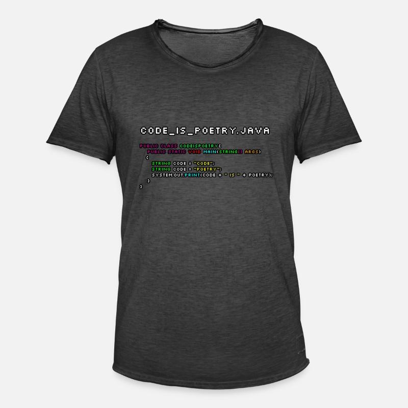 Code is poetry.java - Men's Vintage T-Shirt - washed black