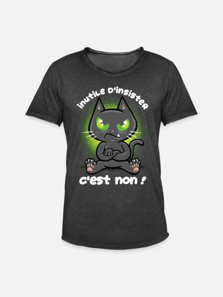 Chat têtu - T-shirt vintage Homme - noir vintage