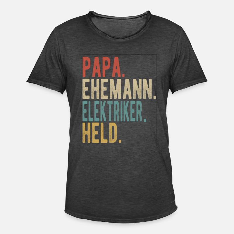 Elektriker Papa Ehemann Held - Männer Vintage T-Shirt - Vintage Schwarz