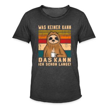 Faultier Lustiges - Männer Vintage T-Shirt - Vintage Schwarz - Vorne