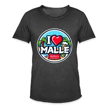 I Love Malle Mallorca Urlaub Bier Alkohol Urlaub - Männer Vintage T-Shirt - Vintage Schwarz - Vorne - Jose (178cm)