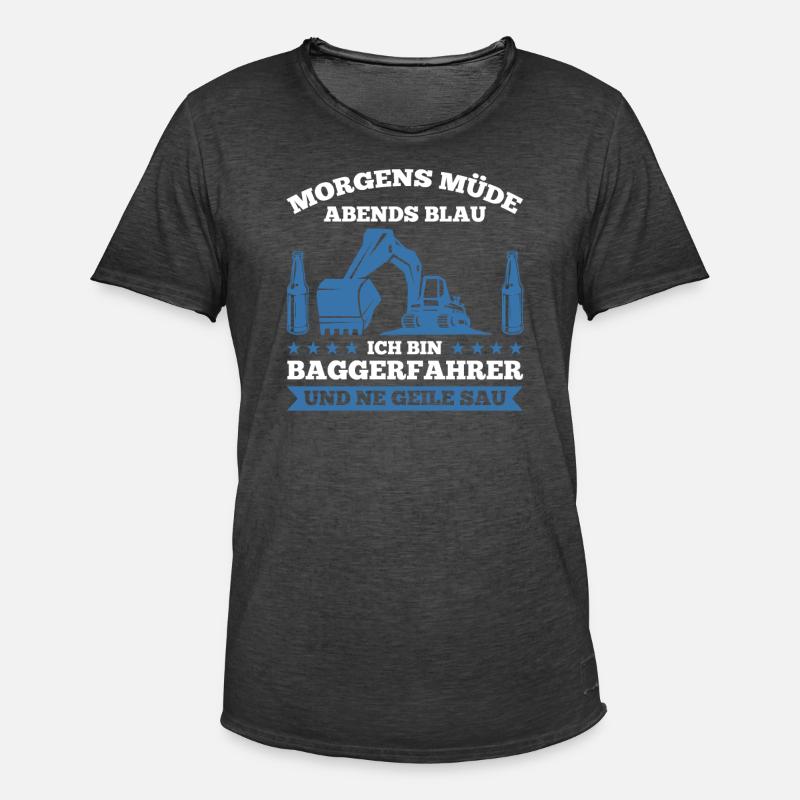 Baggerfahrer Beruf Bagger Geschenk - Männer Vintage T-Shirt - Vintage Schwarz