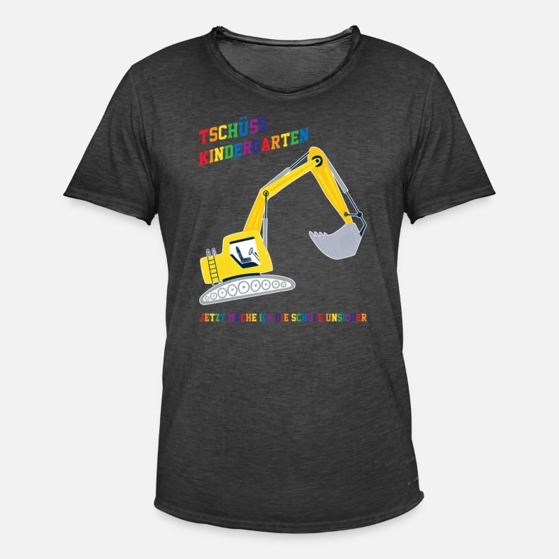 Schulkind Bagger Schulbeginn Geschenk - Männer Vintage T-Shirt - Vintage Schwarz