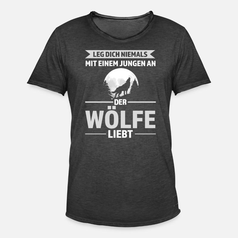 Wolf Junge Wolf Junge Geschenk - Männer Vintage T-Shirt - Vintage Schwarz
