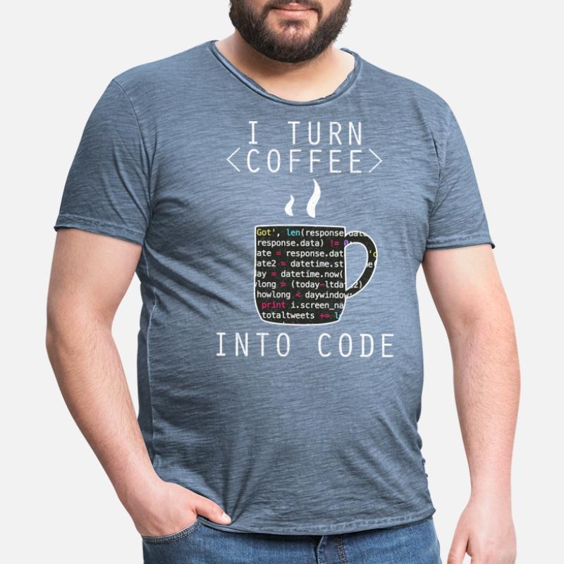 I Turn Coffee Into Code Programmer Encoder Men's Vintage T-Shirt