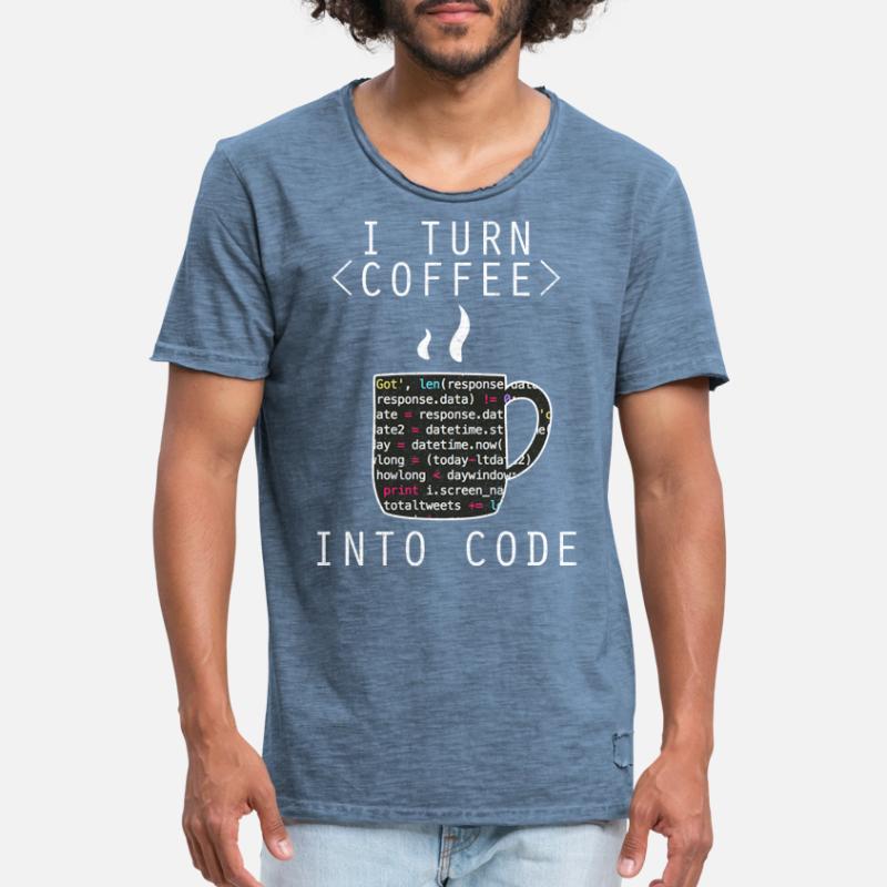 I Turn Coffee Into Code Programmer Encoder Men's Vintage T-Shirt