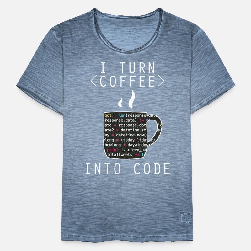 I Turn Coffee Into Code Programmer Encoder Men's Vintage T-Shirt