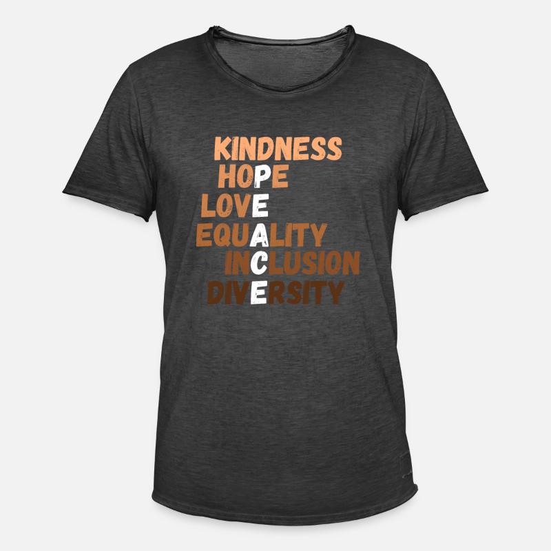 Kindness Peace Equality Inclusion Diversity - Männer Vintage T-Shirt - Vintage Schwarz