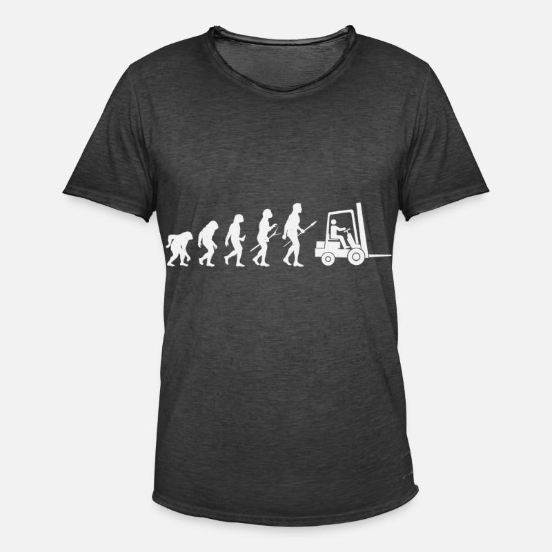 Gabelstapler-Evolution - Männer Vintage T-Shirt - Vintage Schwarz