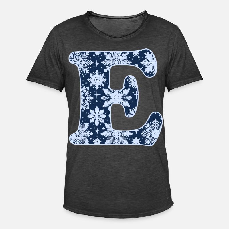 Buchstabe E Schneeflocken - Männer Vintage T-Shirt - Vintage Schwarz