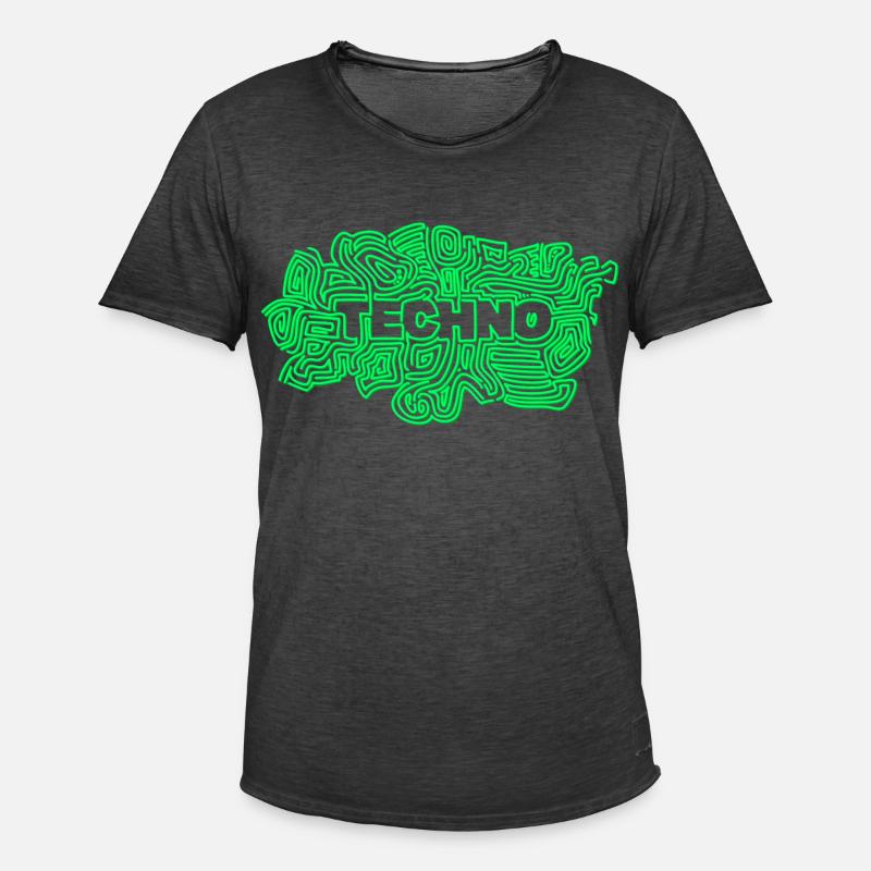 Techno Techno - Männer Vintage T-Shirt - Vintage Schwarz