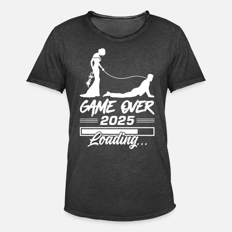 Hochzeit Loading 2025 Game Over - Männer Vintage T-Shirt - Vintage Schwarz